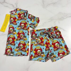 New WeiWei McDonalds Happy Meal Print Bamboo Daywear Shorts Set 4T